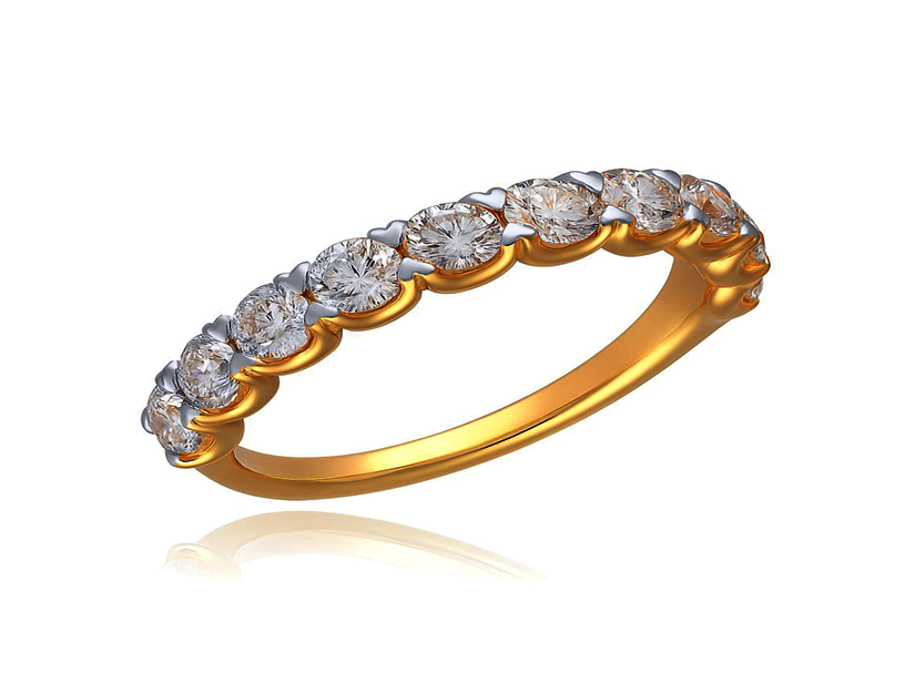 Žluté zlato prsten s laboratorními diamanty